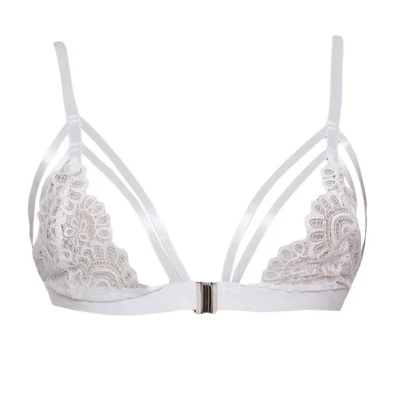 Sexy Floral Lace Cage Bralette White - Picture 10 of 15